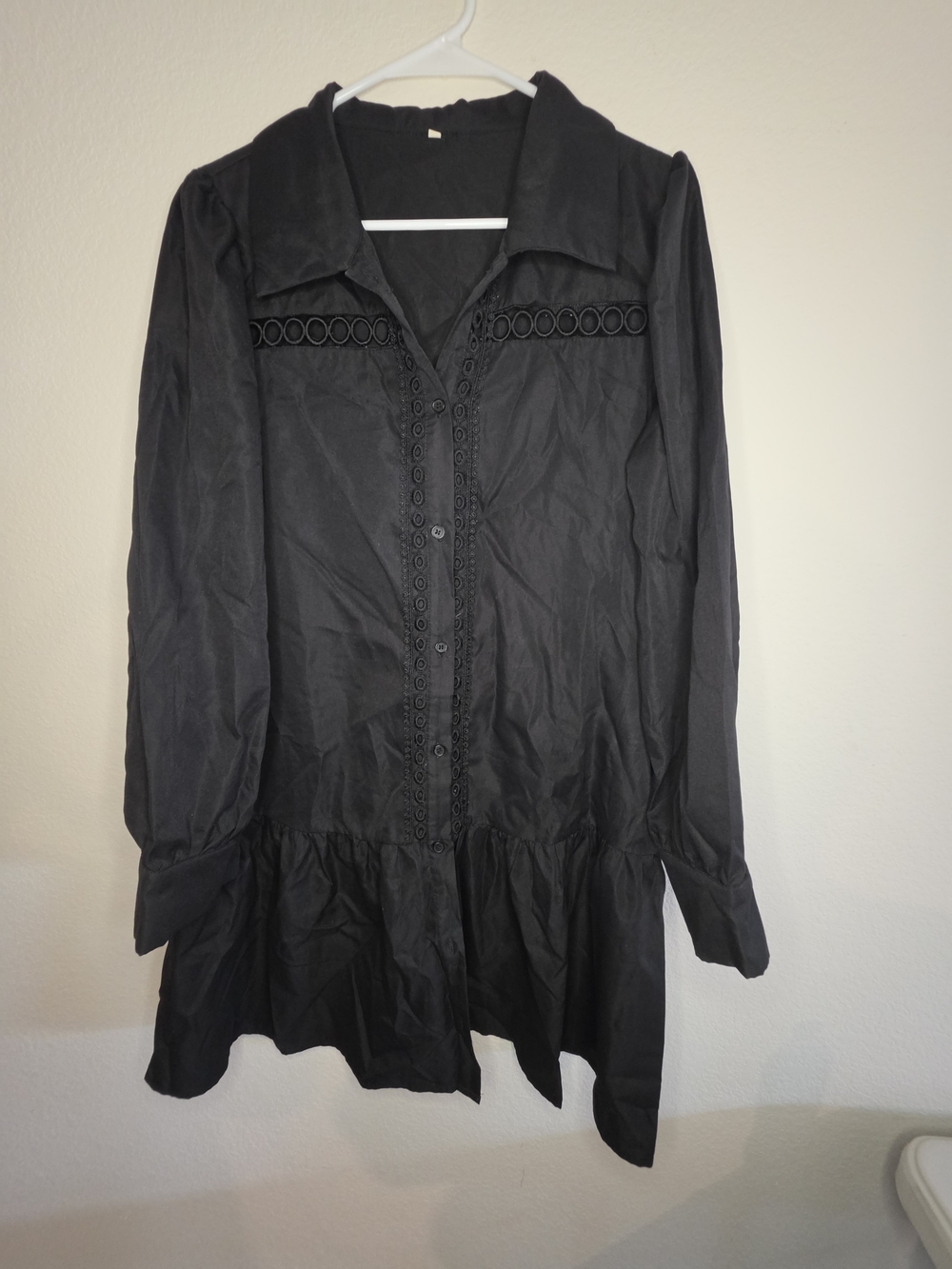 & Other Stories Black Eyelet-Trim Button Tunic